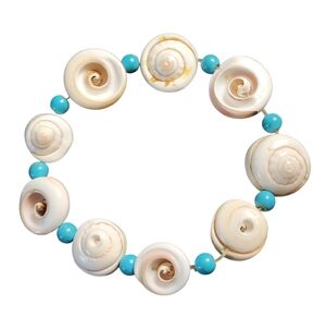 Shell and Turquoise Stretch Bracelet